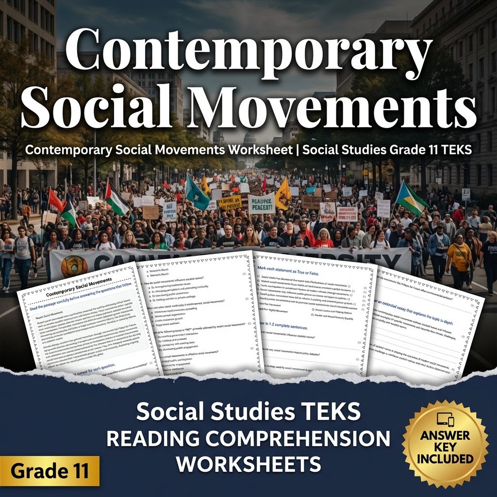 Contemporary Social Movements Worksheet | Social Studies Grade 11 TEKS