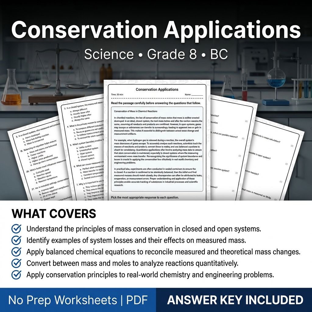 Grade 8 Science| Conservation Applications Worksheet & Answer Key(Printable PDF)