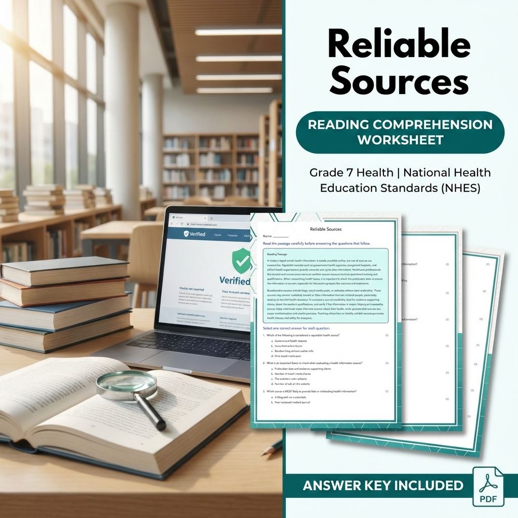Grade 7 Health Curriculum Bundle | Body Systems, Digital Literacy & Wellness Worksheets — included worksheet 21