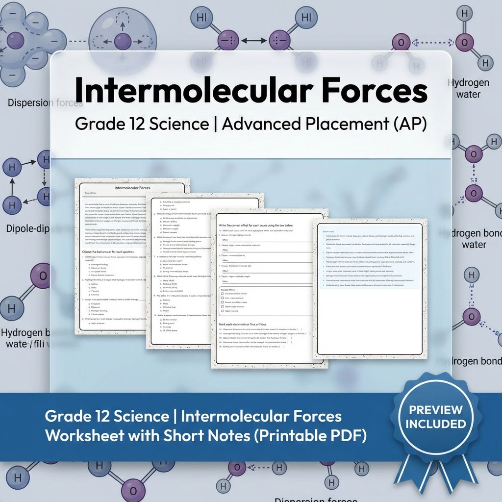Grade 12 Science Worksheet Bundle – Physics & Biology Topics (PDF Collection) — included worksheet 40