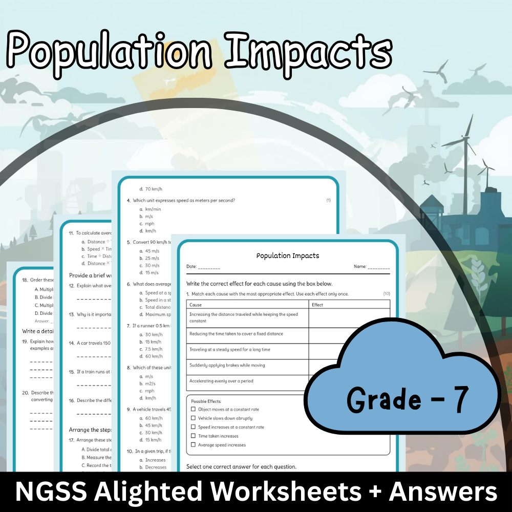 Grade 7 Science | Population Impacts Worksheet – NGSS-Aligned (PDF)