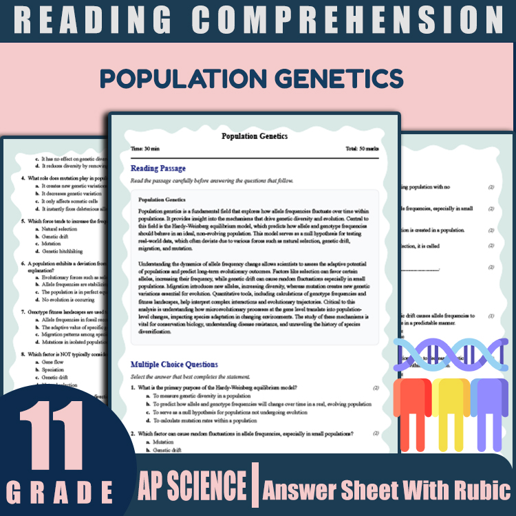 Grade 11 Science reading worksheets worksheet — Grade 11 Science | Population Genetics Reading Worksheets (PDF + Answer Ke…