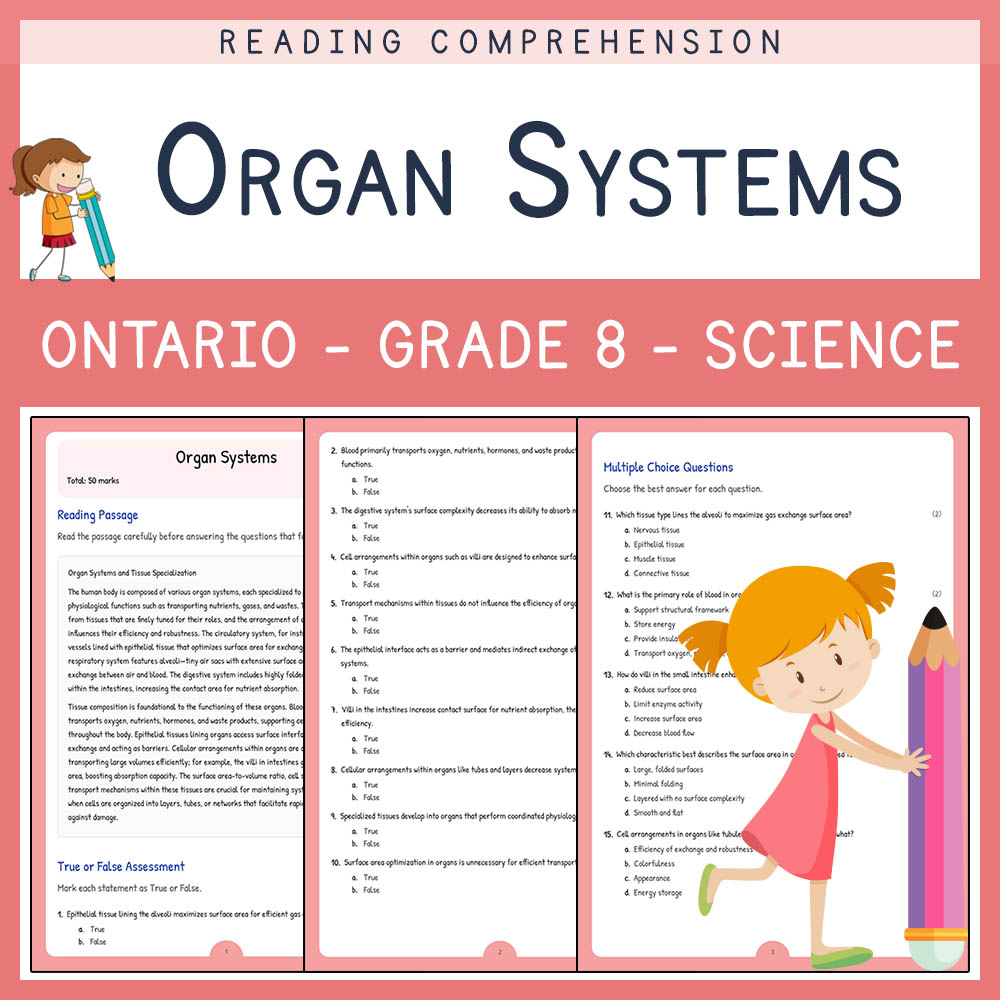 Grade 8 Science worksheet elena worksheet — Grade 8 Science | Organ Systems Worksheet Elena | Ontario Standards — page 1