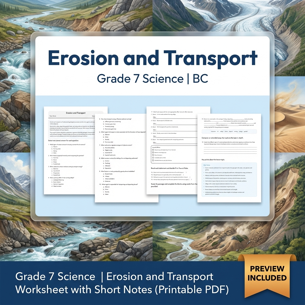 Grade 7 Science Full Year Bundle Ecosystems, Cells & Earth Processes Worksheets — included worksheet 34