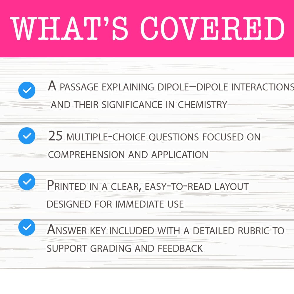 Grade 11 Science worksheet mcq paper worksheet — Grade 11 Science — Worksheet MCQ Paper for Mastering Dipole Interactions…