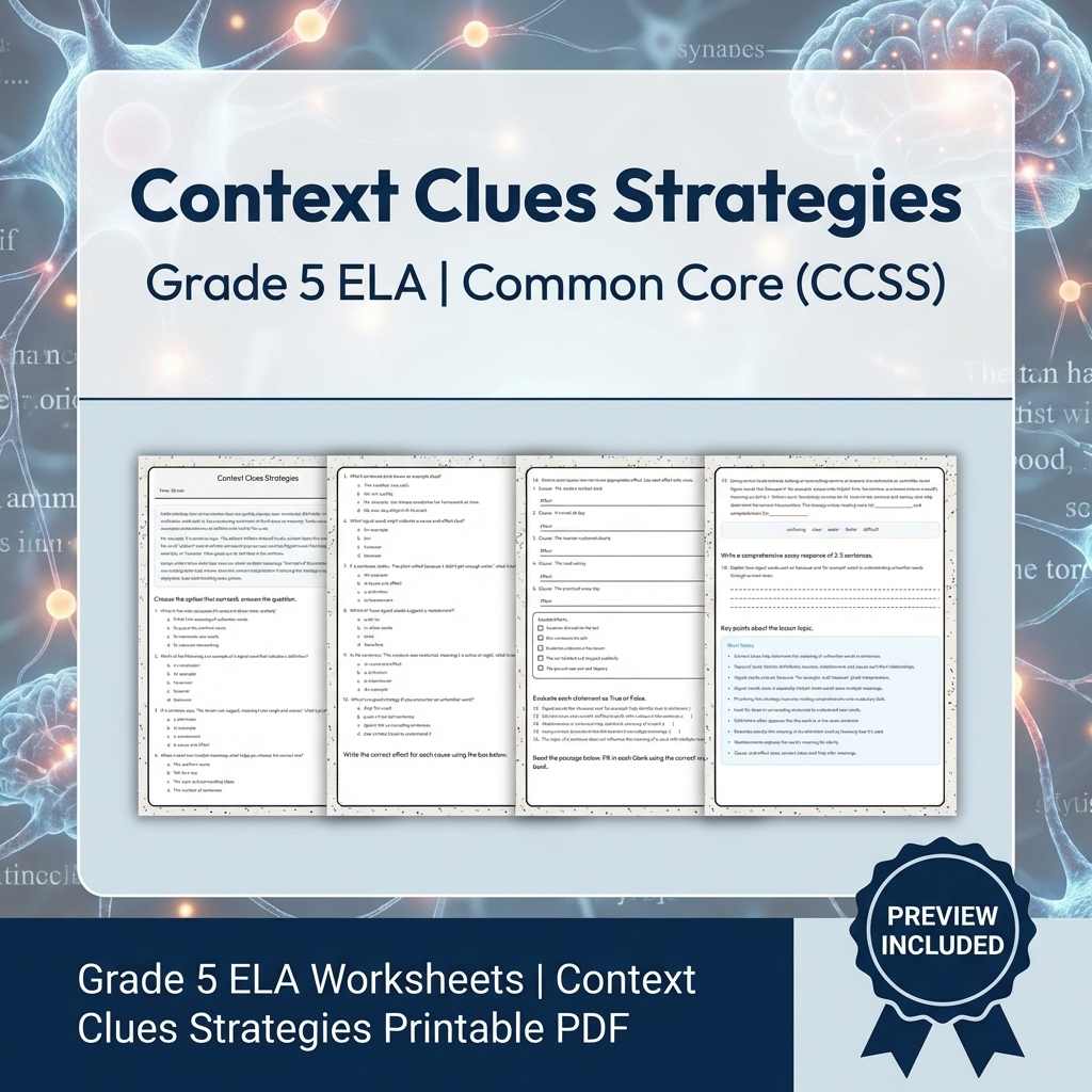 Grade 5 Text Evidence, Writing, and Language ELA Full-Year Bundle — included worksheet 32
