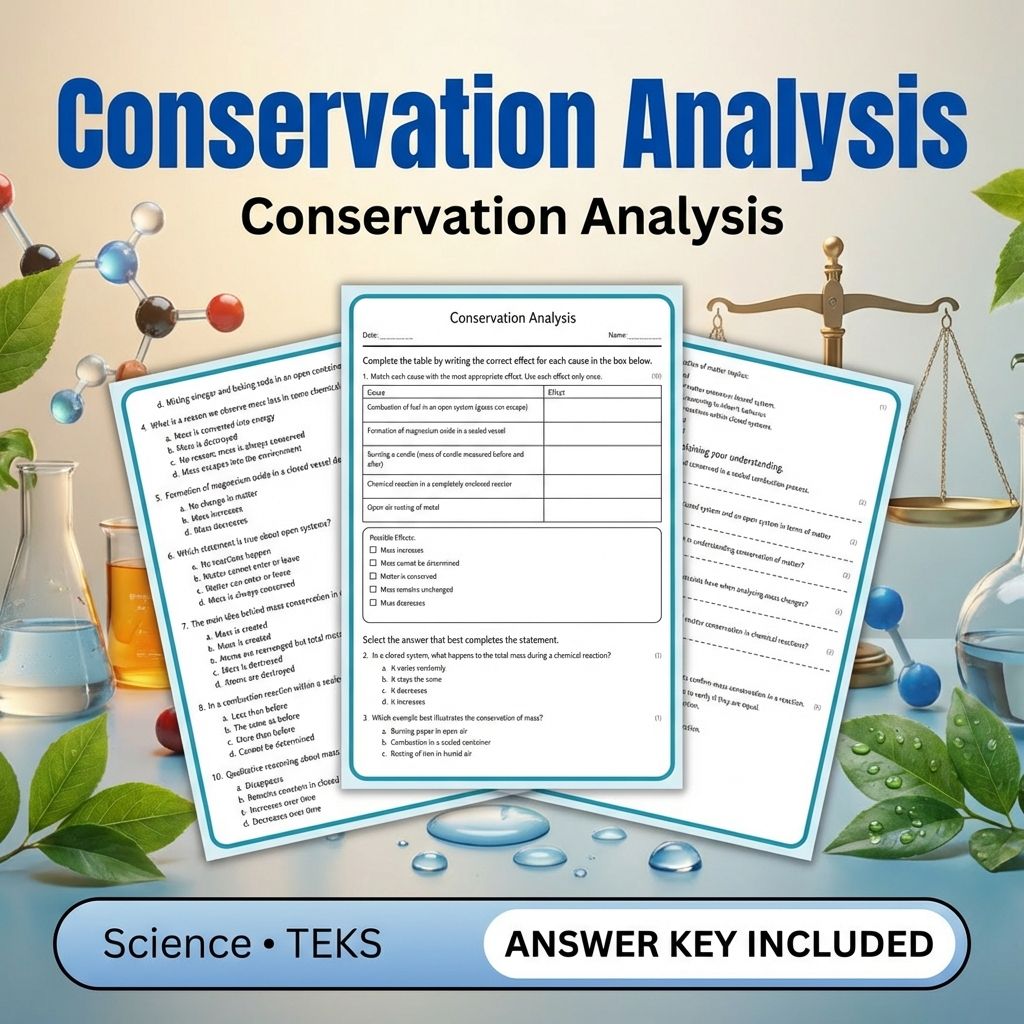 Grade 8 Science Worksheet Bundle | Ecosystems, Matter, Motion & More (TEKS Aligned) — included worksheet 36