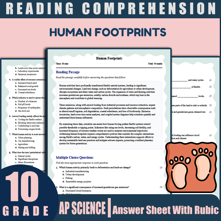 Grade 10 Science reading worksheets worksheet — 10th Grade Science | Human Footprints Reading Worksheet (PDF & Answer Key)…