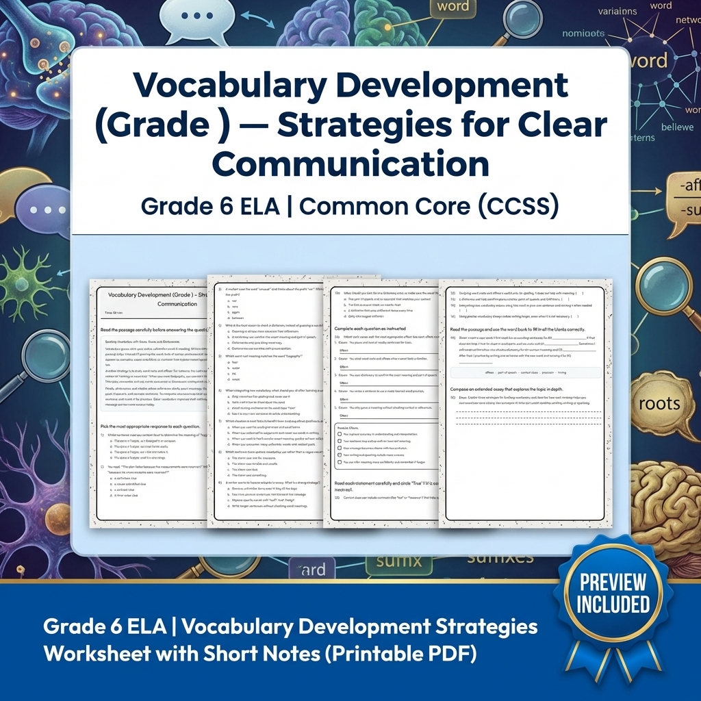 Grade 6 ELA Reading, Writing, & Grammar Full-Year Bundle (Common Core CCSS) — included worksheet 26