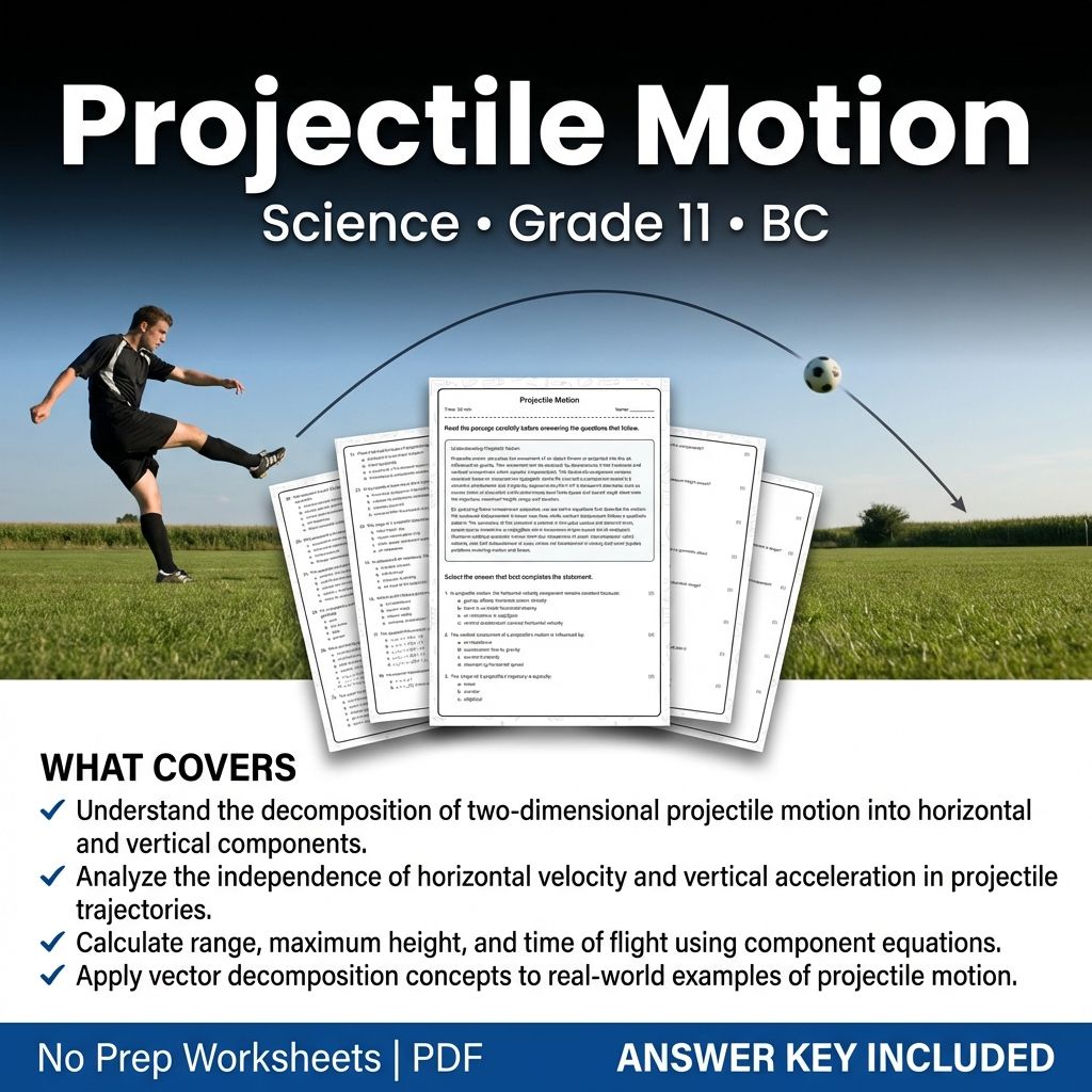 Projectile Motion Worksheet for Grade 11 Science | BC Standards