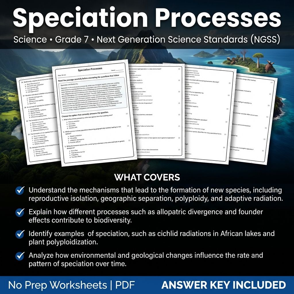 7th Grade Science | Speciation Processes Worksheet & Answer Key (Printable PDF)