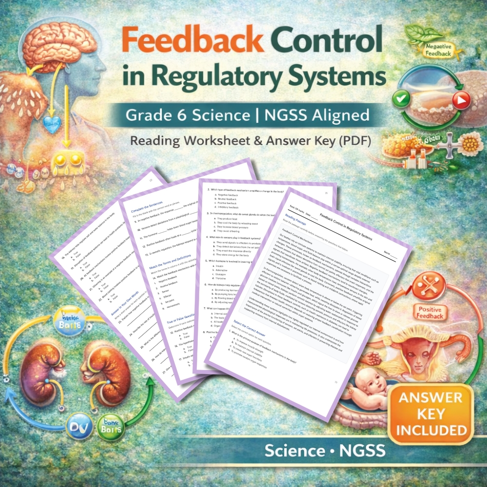 6th Grade Science | Feedback Control in Regulatory Systems | NGSS Worksheet 