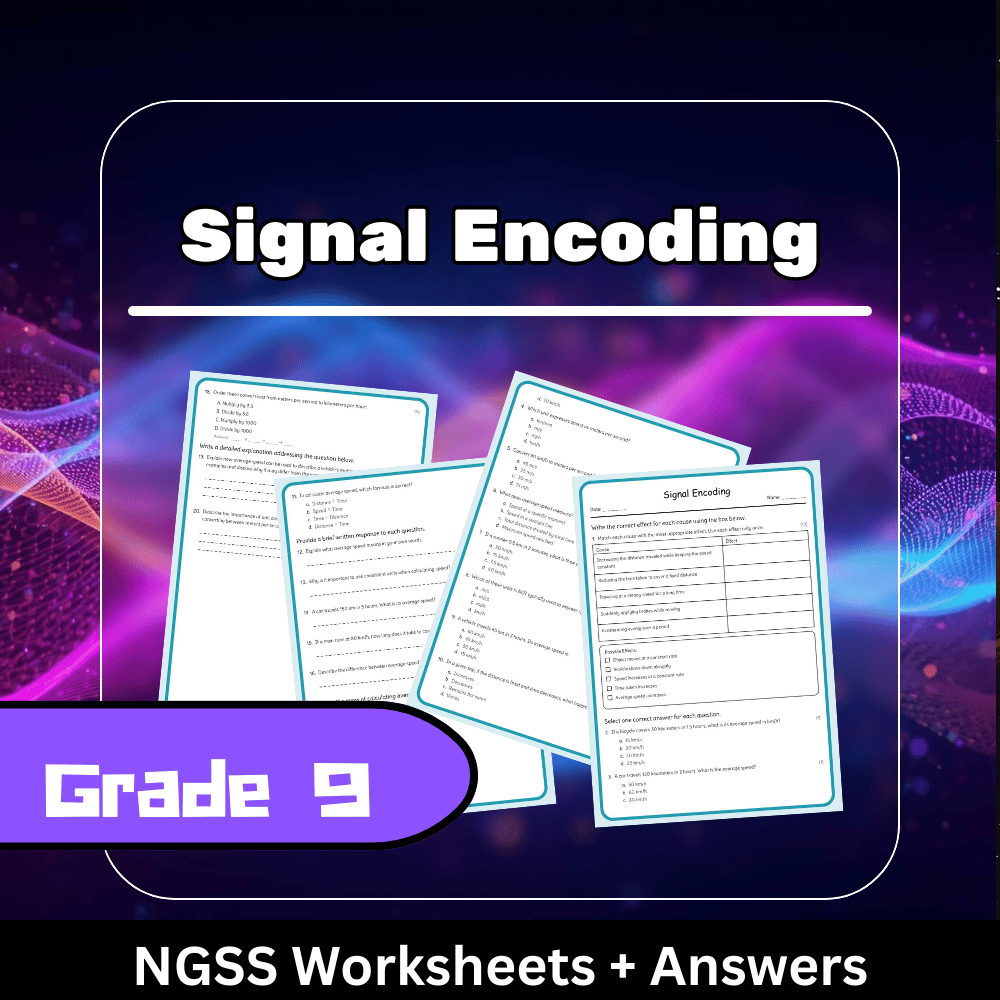 Grade 9 Science | Signal Encoding Worksheet + Answer Key | NGSS Aligned