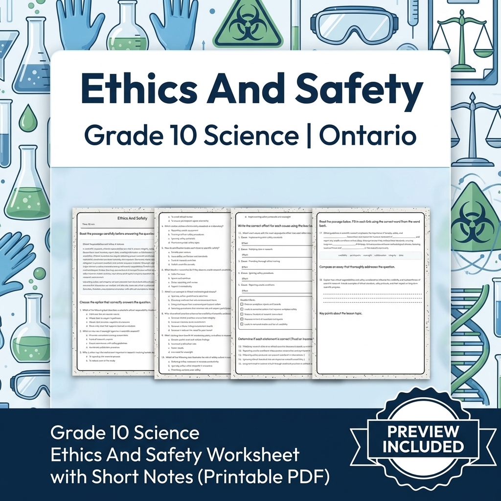 Grade 10 Science Lesson Group Bundle | Ontario Curriculum Worksheets — included worksheet 9