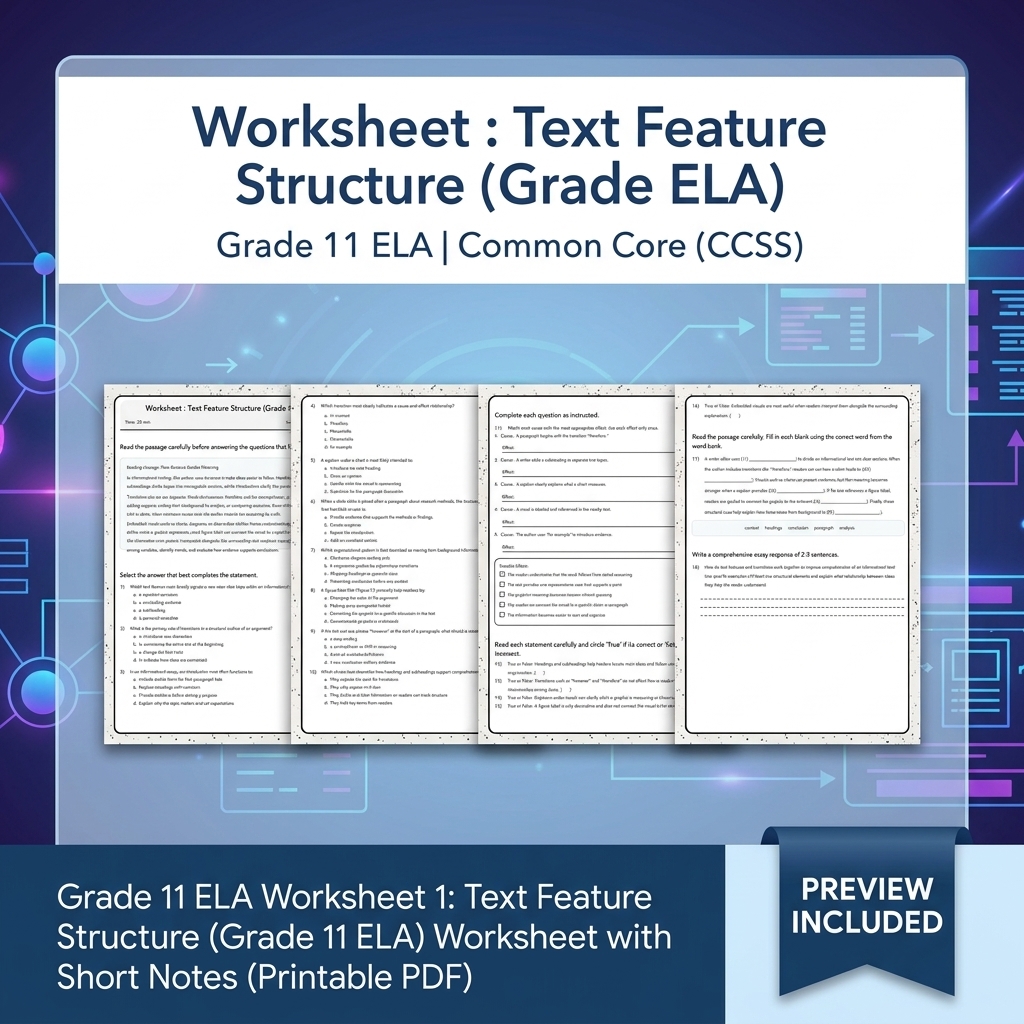 Grade 11 ELA Text Analysis and Writing Full-Year Bundle: Common Core (CCSS) — included worksheet 26