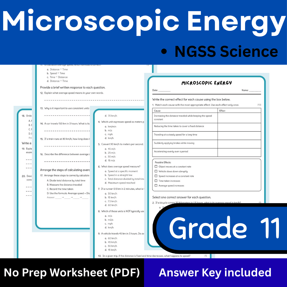 Grade 11 Science science 1 worksheet — Grade 11 Science – Microscopic Energy Concepts & NGSS Standards + Answer Key