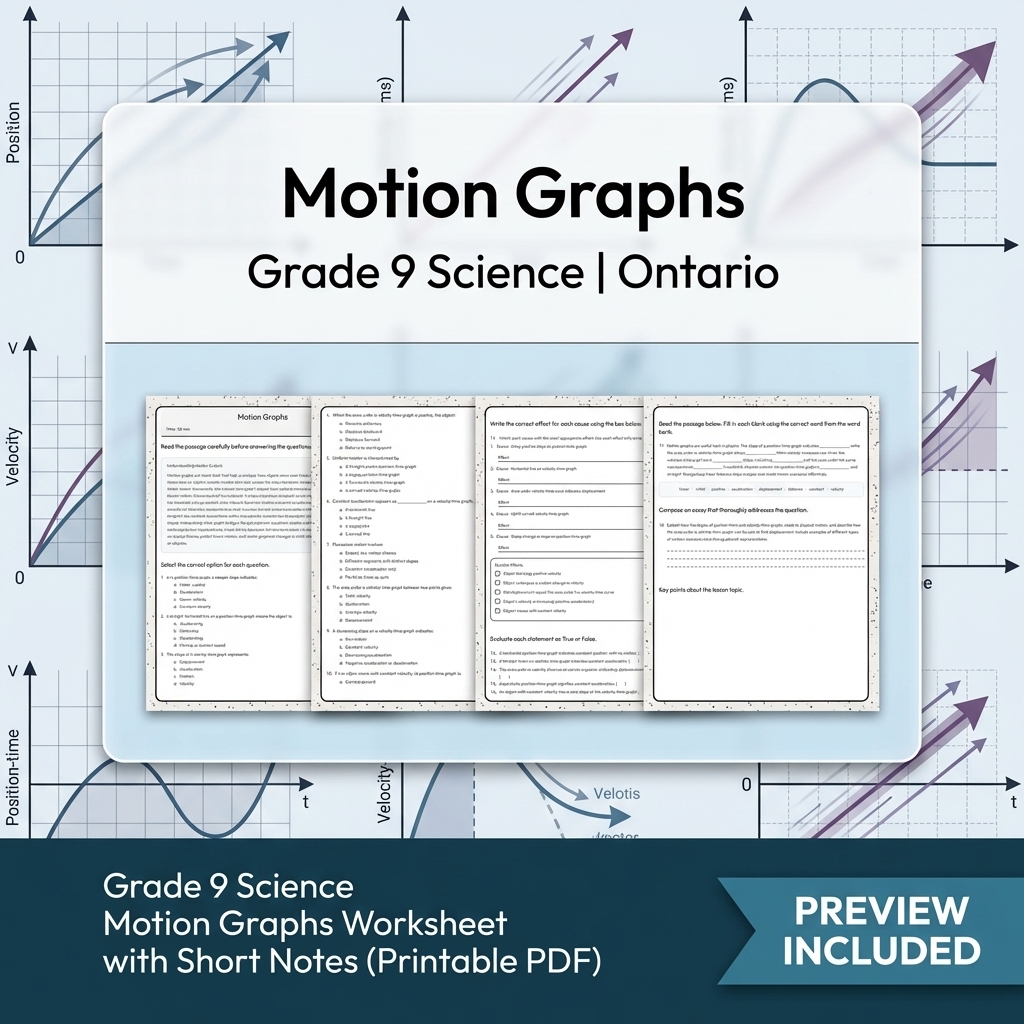 Grade 9 Science Lesson Group: Energy, Forces & Motion Worksheets Bundle — included worksheet 10