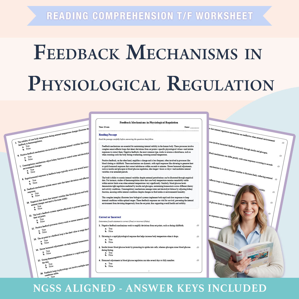 Grade 9 Science reading comprehensions true or false worksheet worksheet — Grade 9 Science | Feedback Mechanisms in Physio…