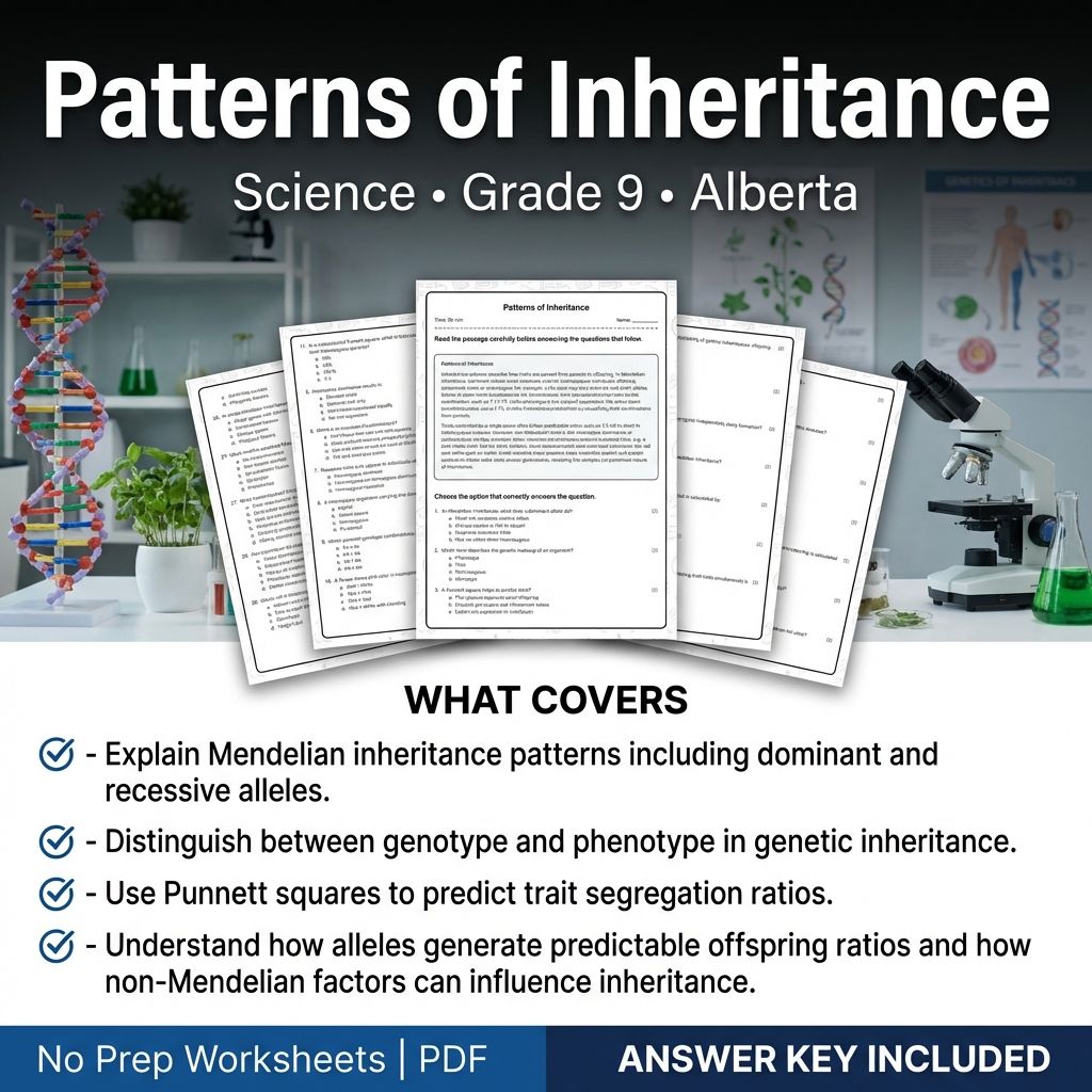 Patterns of Inheritance Worksheet Grade 9 Science Alberta Standards PDF