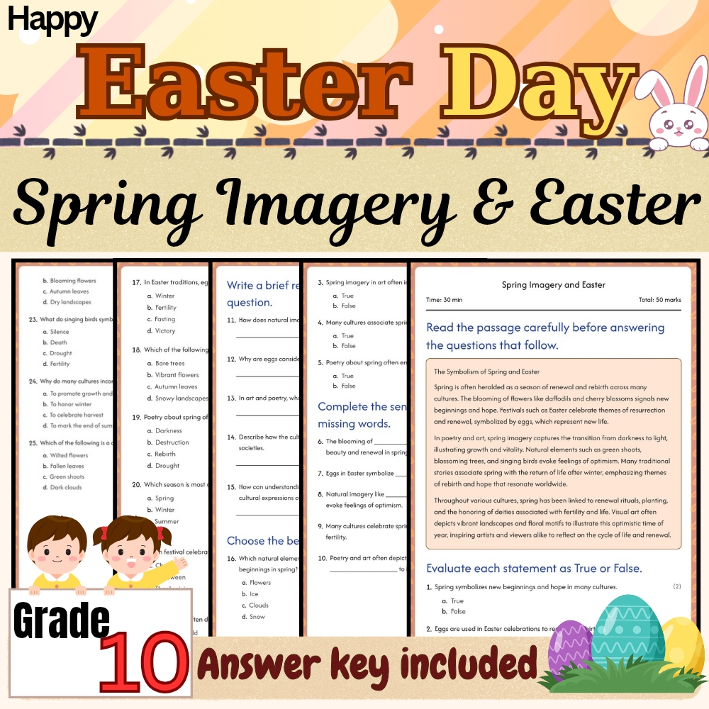 Grade 10 Seasonal Holidays Bundle | Easter Worksheet Pack (PDF + Answer Key) — included worksheet 5