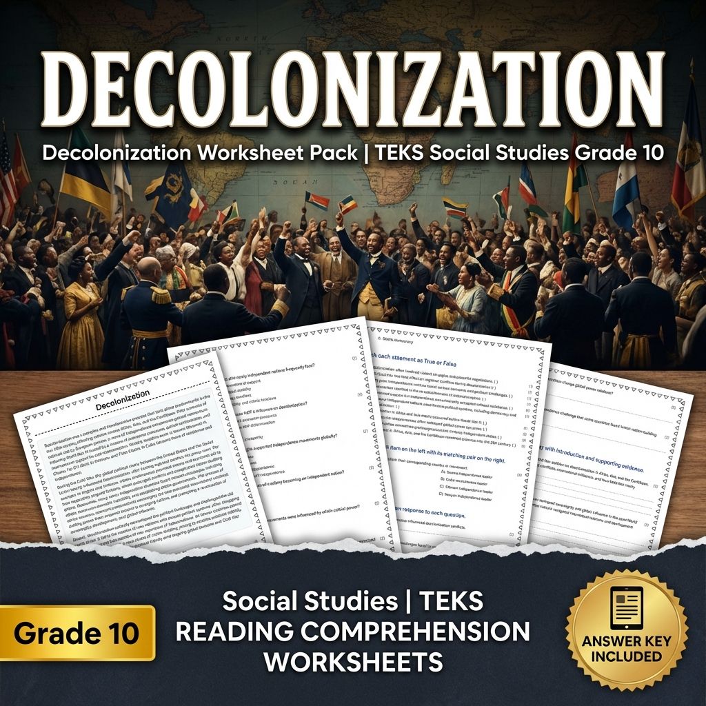 Decolonization Worksheet Pack | TEKS Social Studies Grade 10