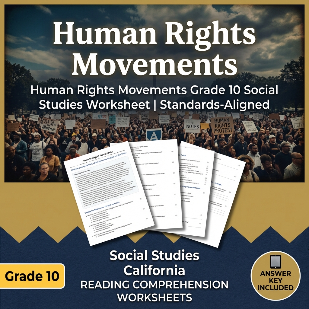 Human Rights Movements Grade 10 Social Studies Worksheet | Standards-Aligned