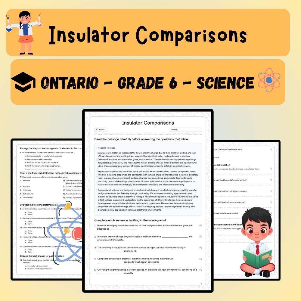 Grade 6 Science worksheet worksheet — Grade 6 Science | Insulator Comparisons Worksheet with Answer Key (PDF ) — page 1