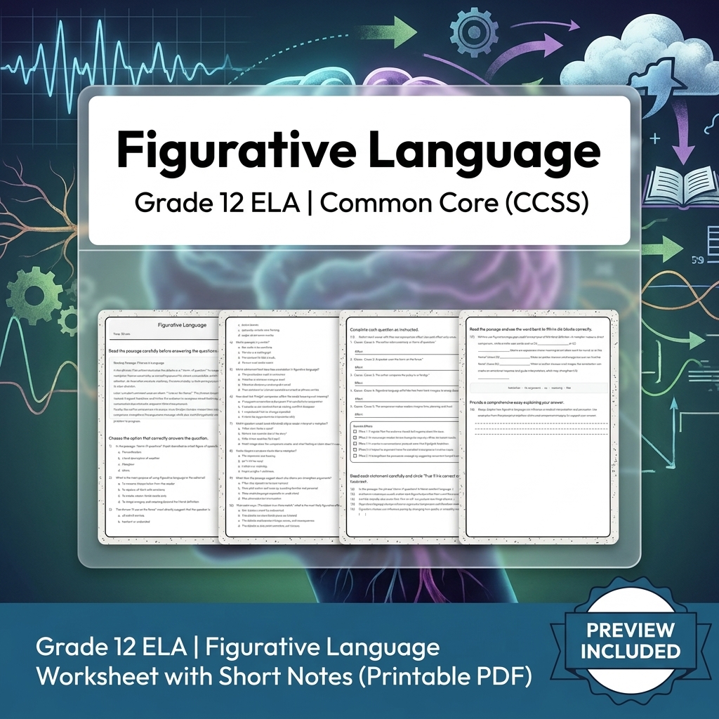 Grade 12 ELA Evidence-Based Reading & Writing Full-Year Bundle (CCSS) — included worksheet 35