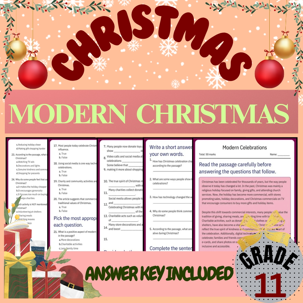 Grade 11 Seasonal Cultural & Traditions Unit Bundle(Worksheet Pack +Answer Keys) — included worksheet 5