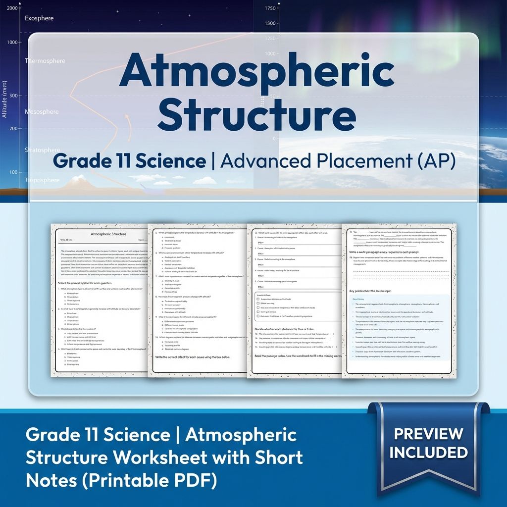 Grade 11 Science Unit Bundle | Earth Systems & Climate Change Worksheets — included worksheet 7