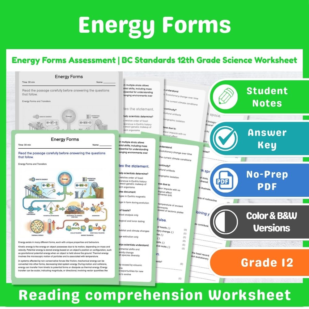 Grade 12 Science Wave & Quantum Assessment Mini Bundle – BC Standards — included worksheet 9