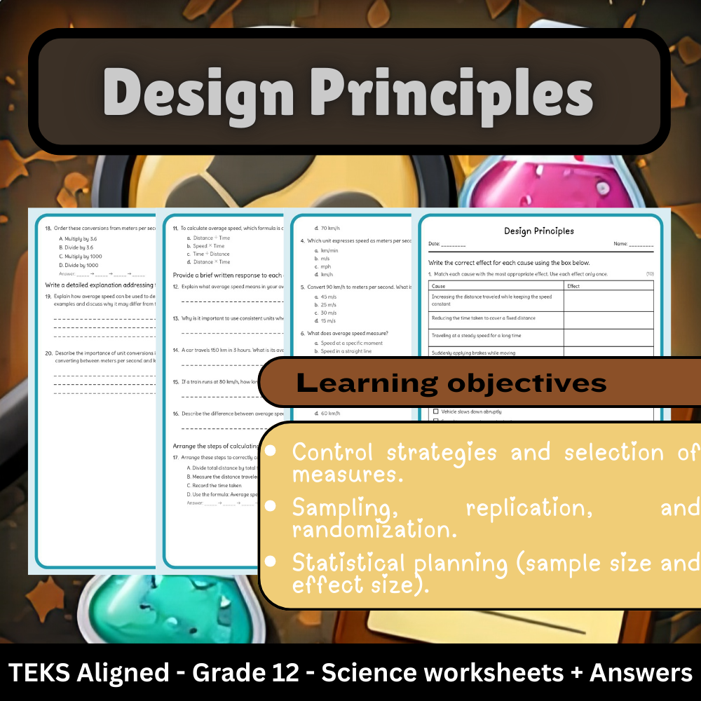 Grade 12 Science science 1 worksheet — Grade 12 Science | Design Principles Worksheet (Answer Key) – TEKS Aligned
