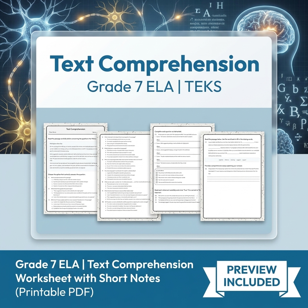 Grade 7 Evidence-Based Research Writing ELA full-year bundle TEKS — included worksheet 33