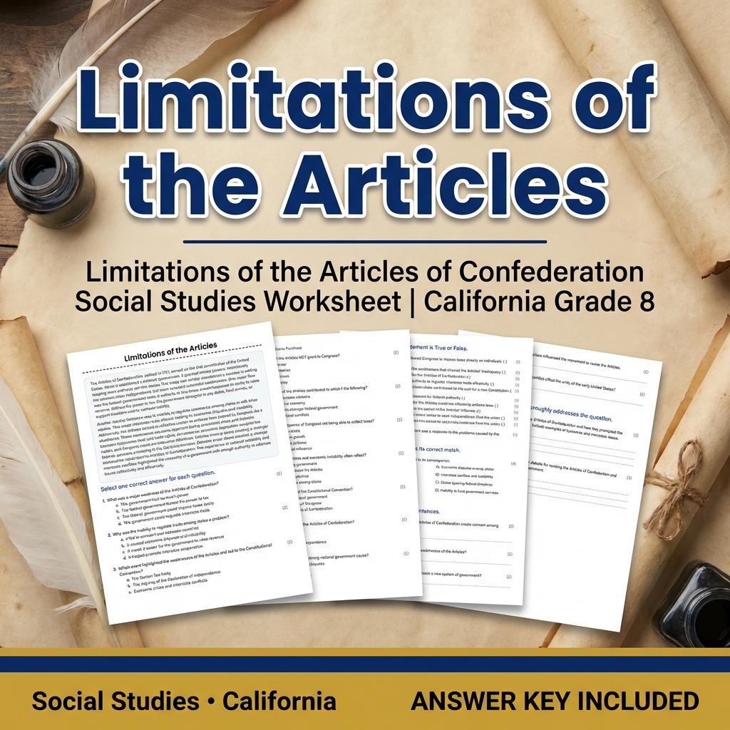 Limitations of the Articles of Confederation Social Studies | California Grade 8