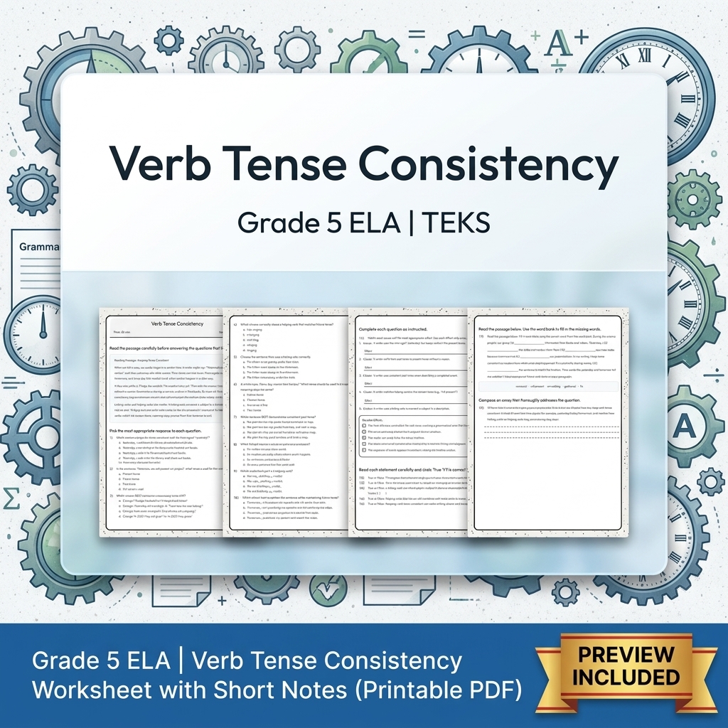 Grade 5 Language Conventions ELA Lesson Bundle TEKS Grammar Worksheets — included worksheet 6