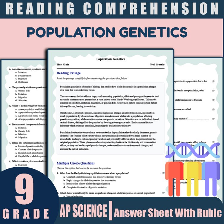 Grade 9 Science reading worksheets worksheet — 9th Grade Science | Population Genetics Reading Worksheet & Answer Key (PDF…