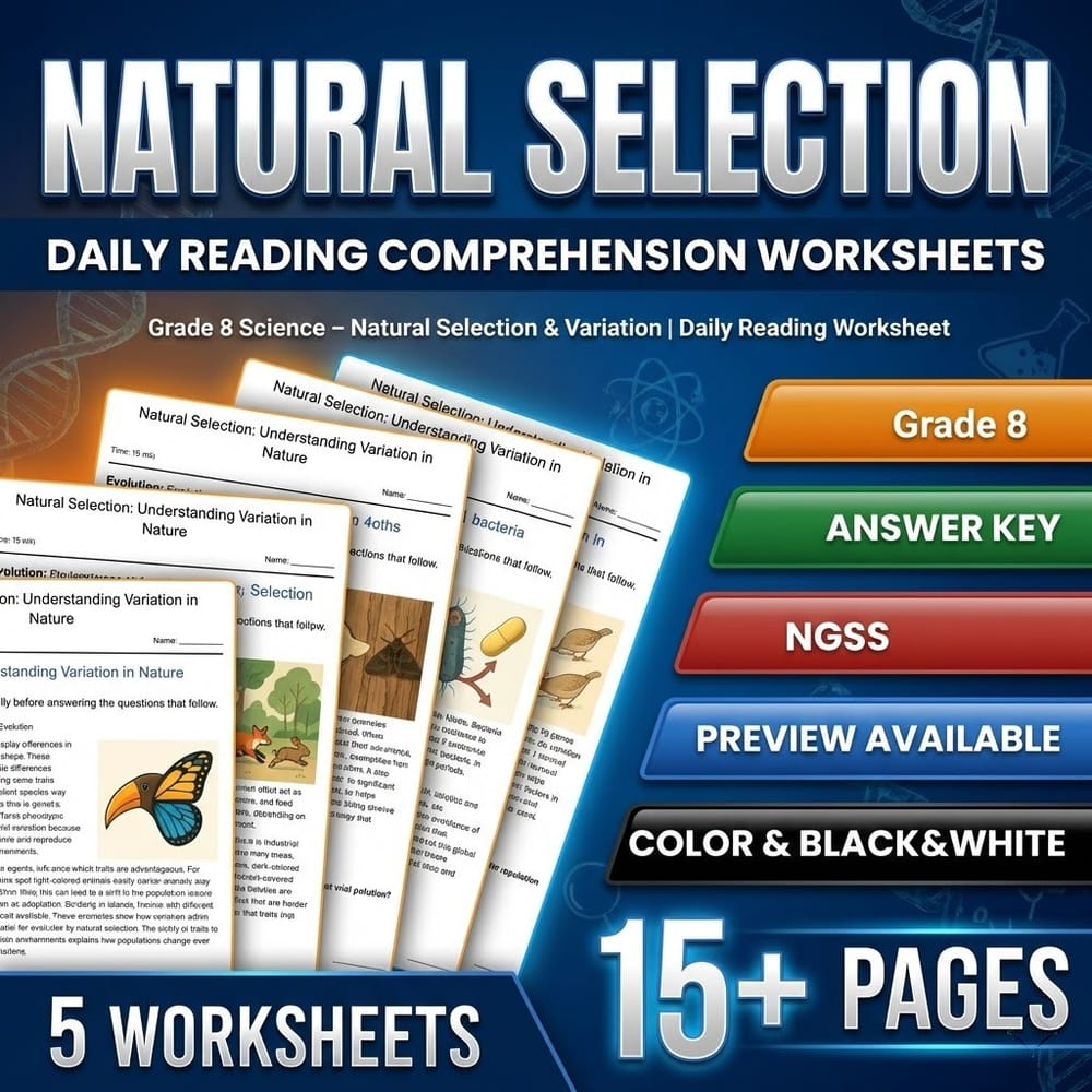 Grade 8 Science – Natural Selection & Variation | Daily Reading Worksheet