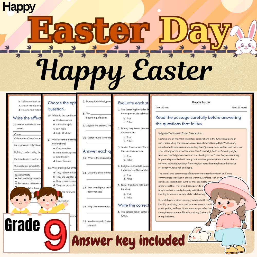 Grade 9 Seasonal Unit | Easter & Holiday Studies Worksheets Collection — included worksheet 4