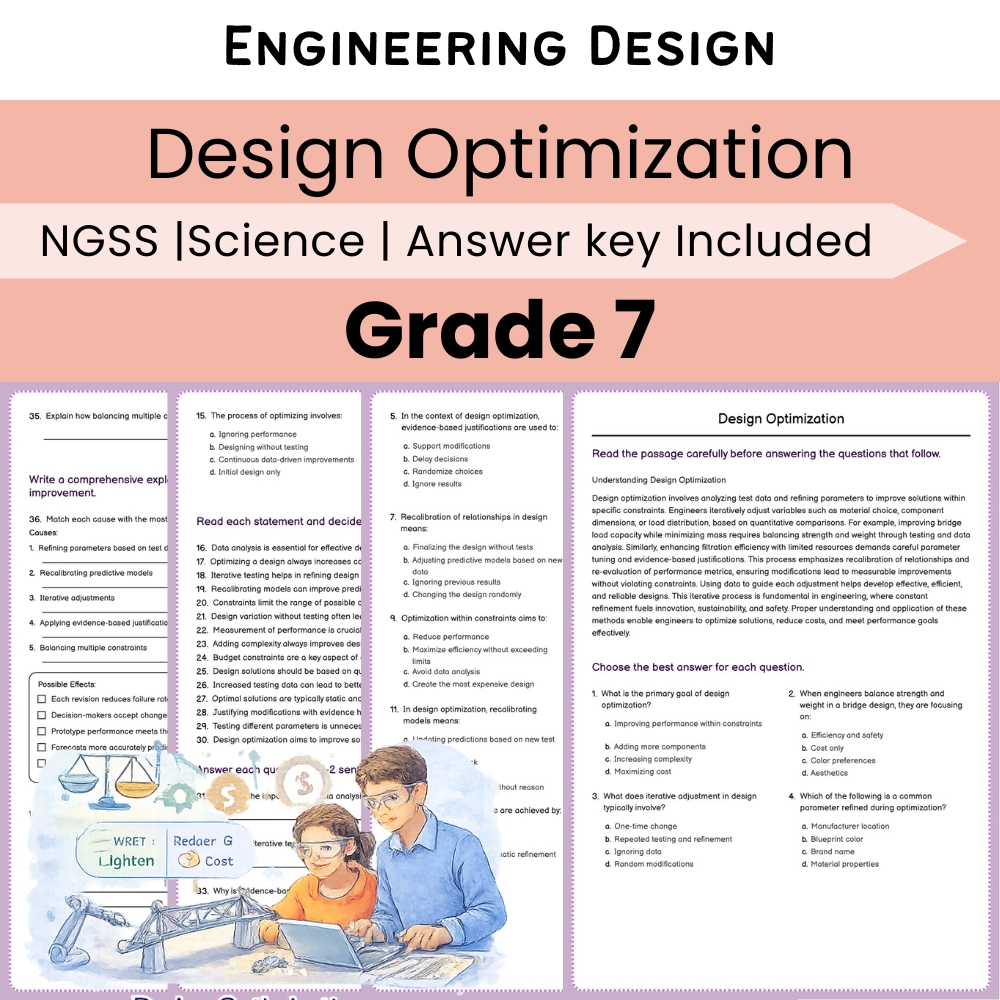 Grade 7 Science NGSS Engineering Design Lesson Bundle | Worksheets — included worksheet 3