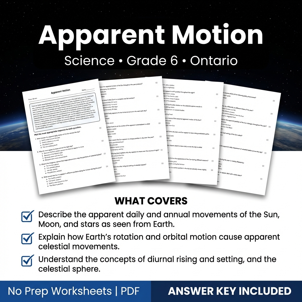 Grade 6 Science Worksheet on Apparent Motion | Ontario Standards