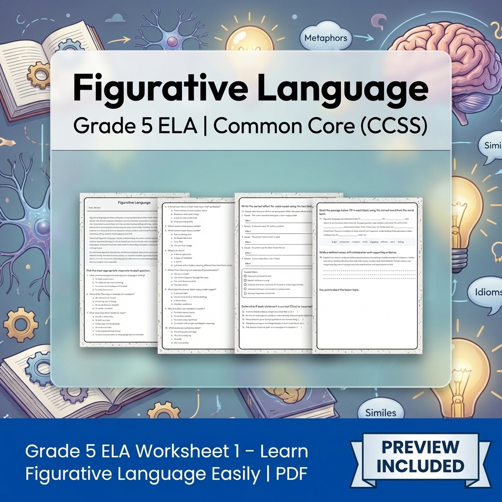 Grade 5 Text Evidence, Writing, and Language ELA Full-Year Bundle — included worksheet 33
