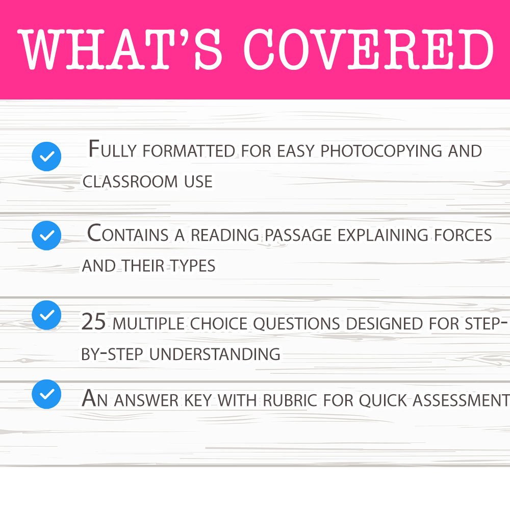 Grade 7 Science worksheet mcq paper worksheet — Grade 7 Science — Forces Introduction Worksheet MCQ Paper — page 2