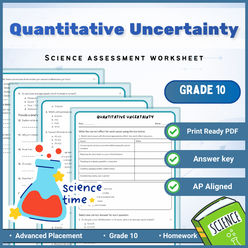 Grade 10 Science – Quantitative Uncertainty Worksheet (AP) with Answer Key