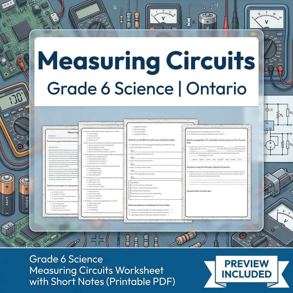 Grade 6 Science Lesson Group on Energy, Circuits & Properties  — included worksheet 14