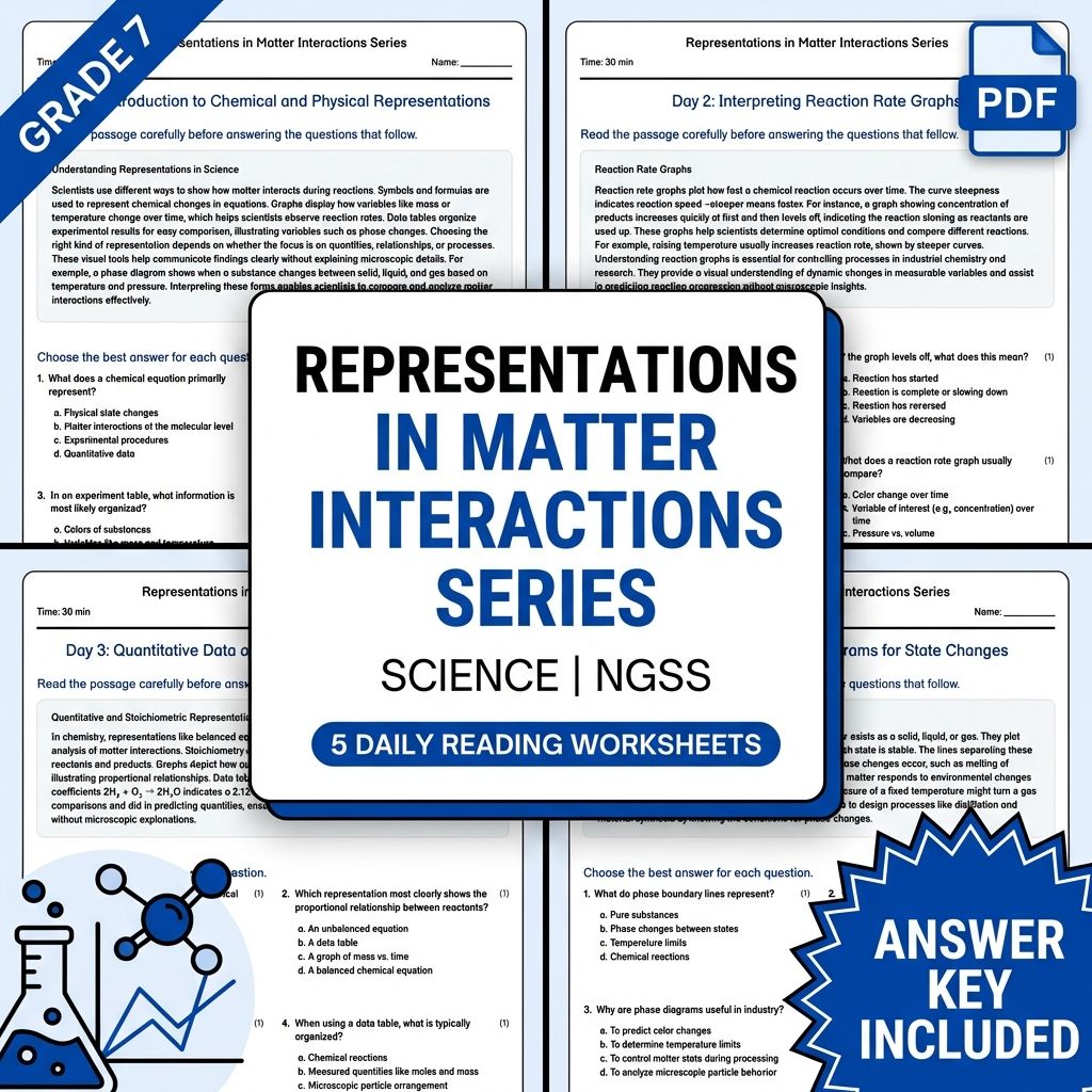7th Grade Science | Representations in Matter Interactions (PDF + Answer Key)