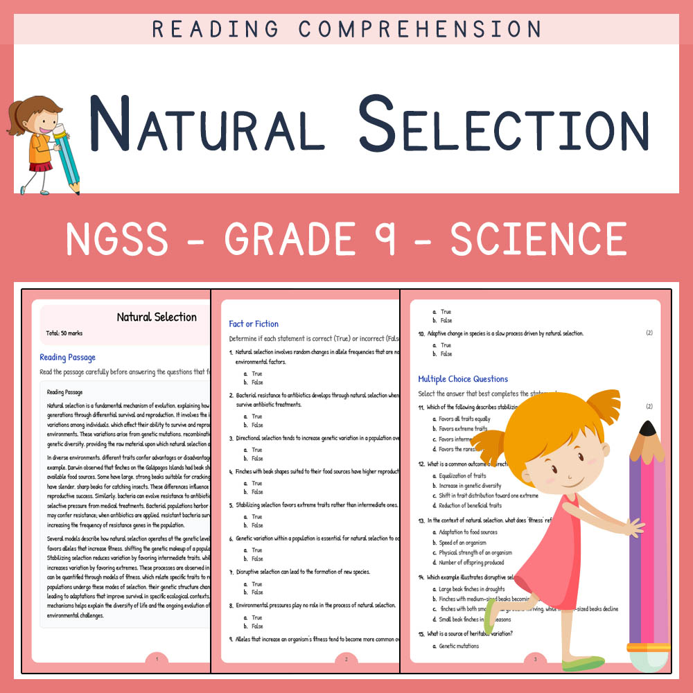Grade 9 Science worksheet worksheet — Grade 9 Science | Natural Selection Worksheet with Answer Key (PDF) – Evolution & NG…