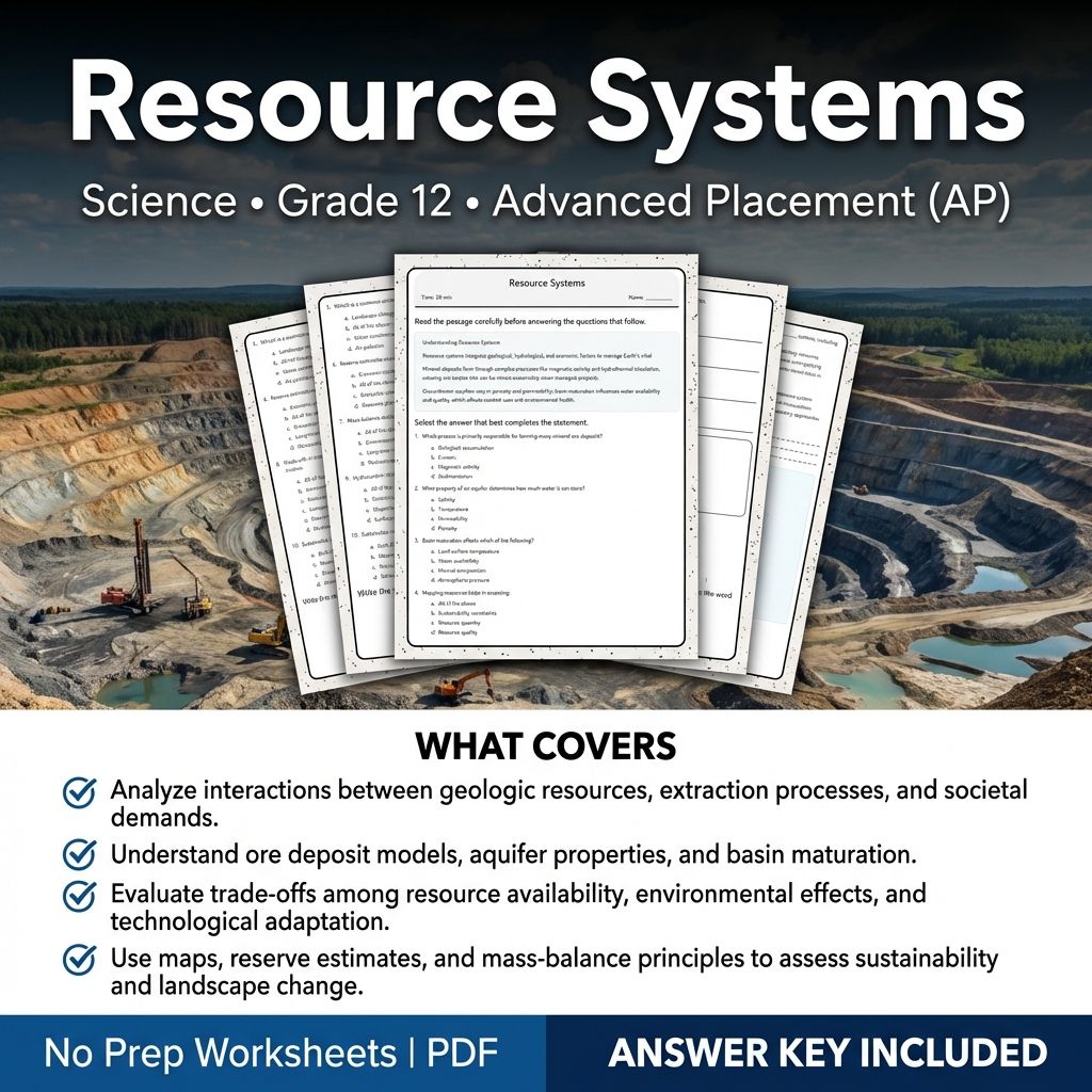 Grade 12 Science Unit Worksheets Pack | Earth's Systems & Surface Processes — included worksheet 10