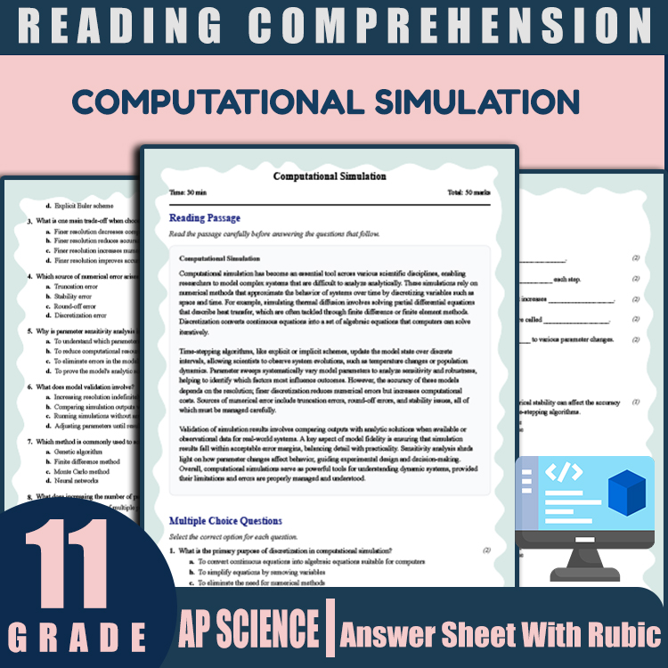 Grade 11 Science reading worksheets worksheet — Grade 11 Science | Computational Simulation Reading Worksheet (PDF & Answe…