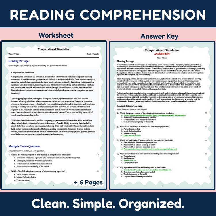 Grade 11 Science reading worksheets worksheet — Grade 11 Science | Computational Simulation Reading Worksheet (PDF & Answe…