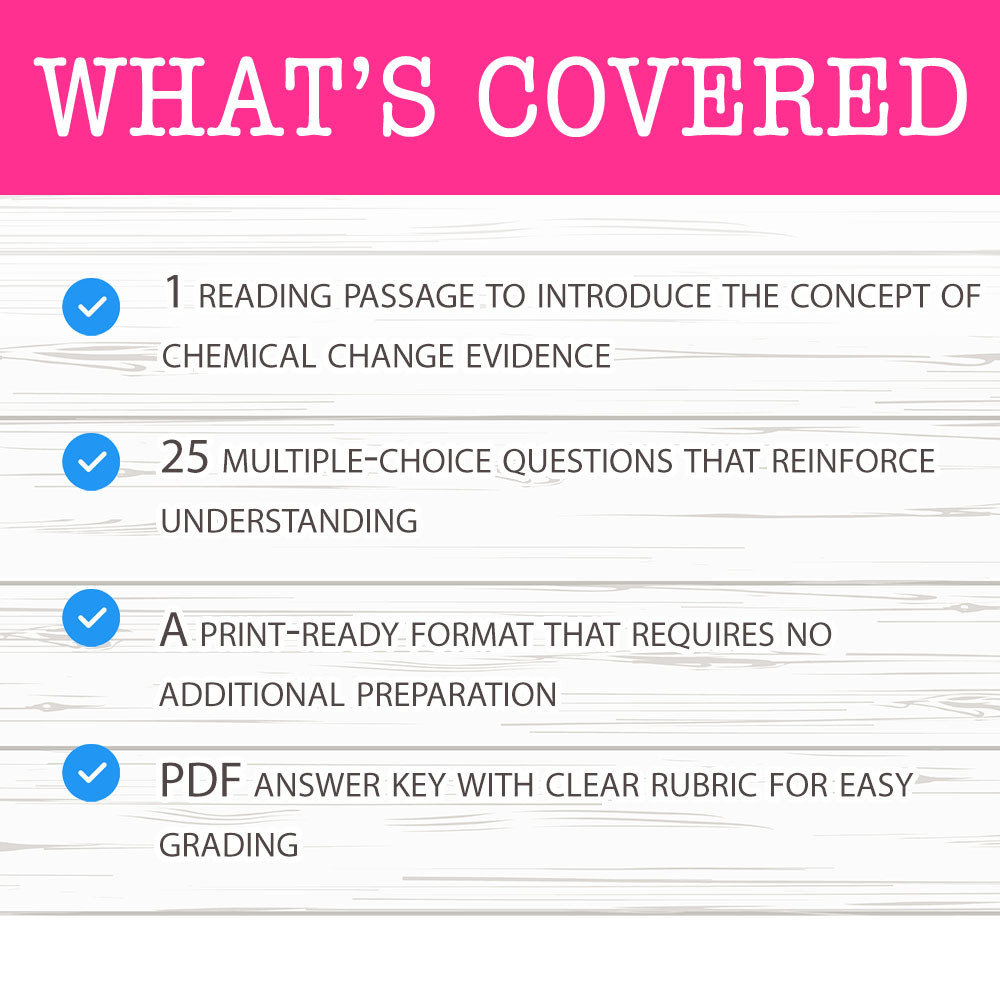 Grade 7 Science worksheet mcq paper worksheet — Grade 7 Science — Chemical Change Evidence Worksheet for Mastery — page 2